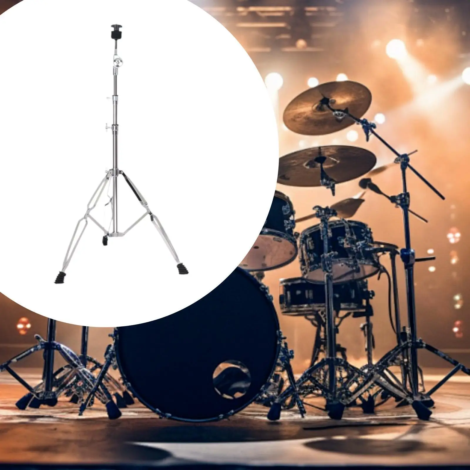 Cymbal Stand Drum Rack Heavy Duty Percussion Adjustable Height Double Braced Tripod for Practice Stage Performance Music Room