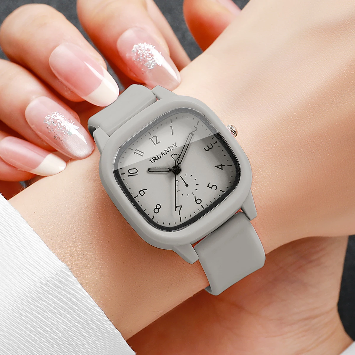 Fashion Square Damen-Quarzuhr, einfaches arabisches Zifferblatt, Silikonarmband, Damen-Armbanduhren, Reloj Mujer, Mädchenuhr (ohne Box) – Detail 10