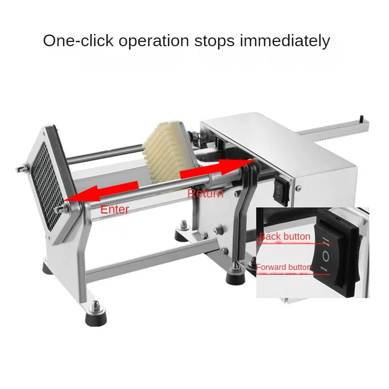 60W Electric French Fries Cutter Stainless Steel Potato Chips Cutting Making Machine Slicer Chipper With 0.6/0.9/1.3cm Knives