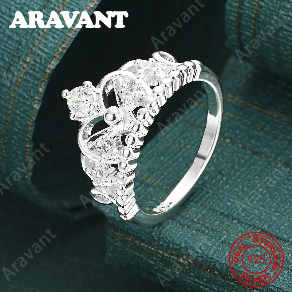 Krone aus 925er Sterlingsilber mit Zirkon 7-10 #   Damenring – Exquisiter und süßer Schmuck für Hochzeiten und Partys