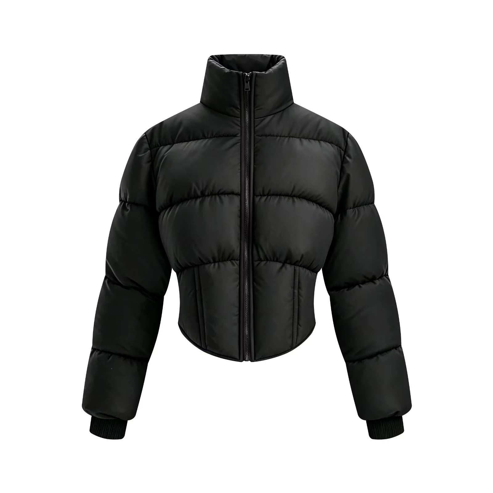 New women's fashion European and American style slim fit waist zipper decoration long sleeved multi-color cotton jacket