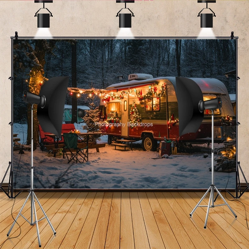 Christmas Decoration New Year Front Door Porch Photography Backdrop Props Window Winter Xmas Room Holiday Background RS-04