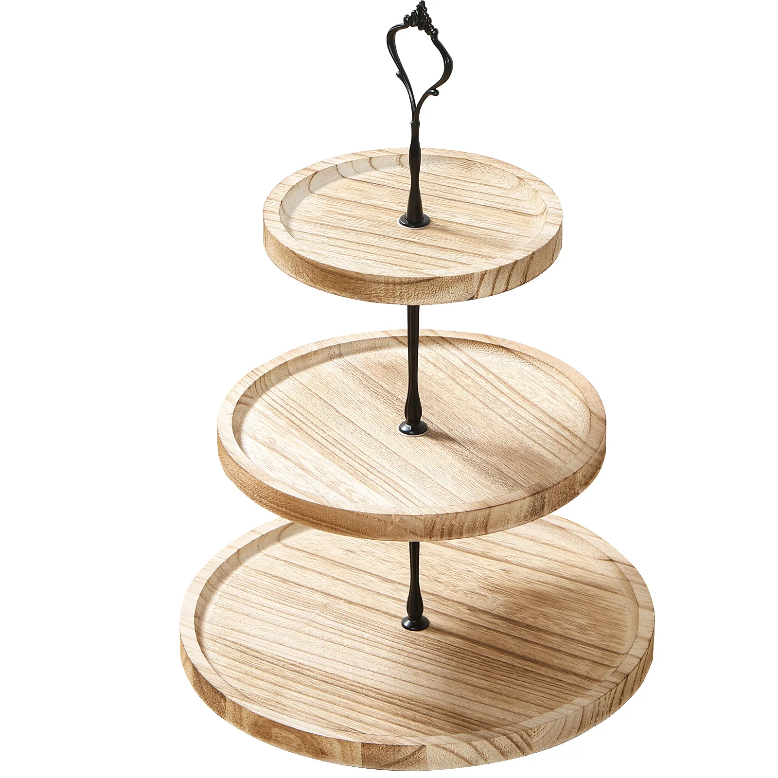 Wood Cupcake Stand 3 Tiers Smooth Wood Cupcake Holder for Kitchen Decor Stable Round Tiered Dessert Display Serving Tray for Tea