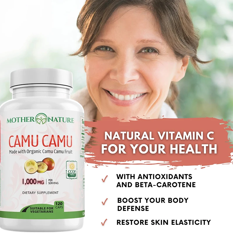 Camu Camu Capsules - Organic Vitamin C Supplement - Good for Your Health, Improves Body Defenses, Restores Skin Elasticity