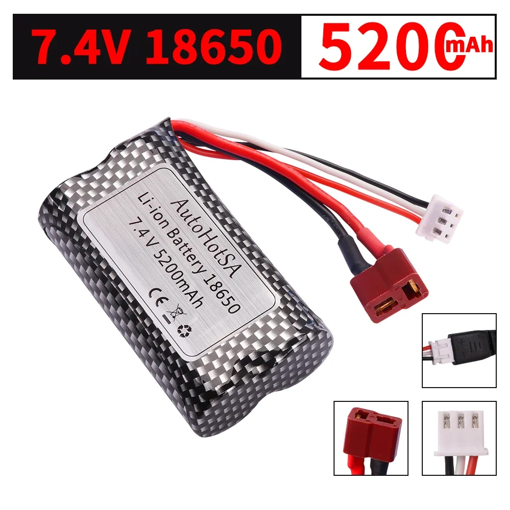 18650 بطارية ليثيوم أيون 7.4 فولت 5200 مللي أمبير T Pulg ل Wltoys 10428 /12428/12423 RC قطع غيار السيارات البطارية ل Wltoys 144001   A959-B A969-B Q46