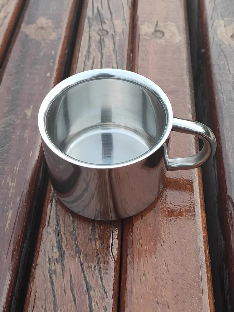 Material de aço inoxidável xícara de café de leite estilo simples moderno ao ar livre cafeteria varanda lounge caneca com alça 100-200ml