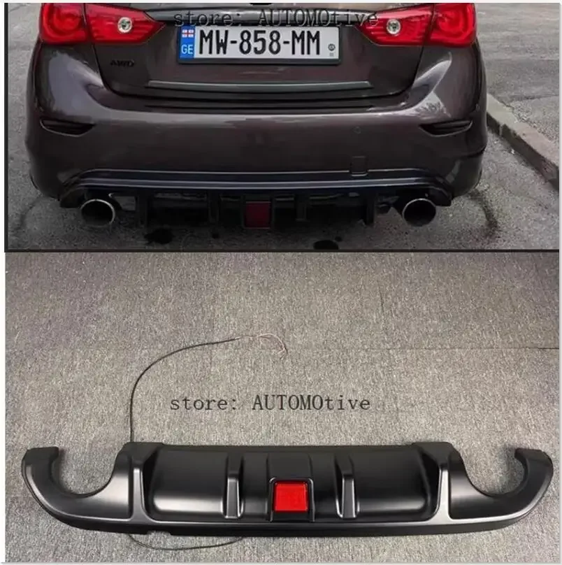 2014 2015 2016 2017 For Infiniti Q50  Rear Bumper Diffuser Lip Gloss/Matte Black/Carbon Fiber Look ABS Boot Spoiler Splitter Kit