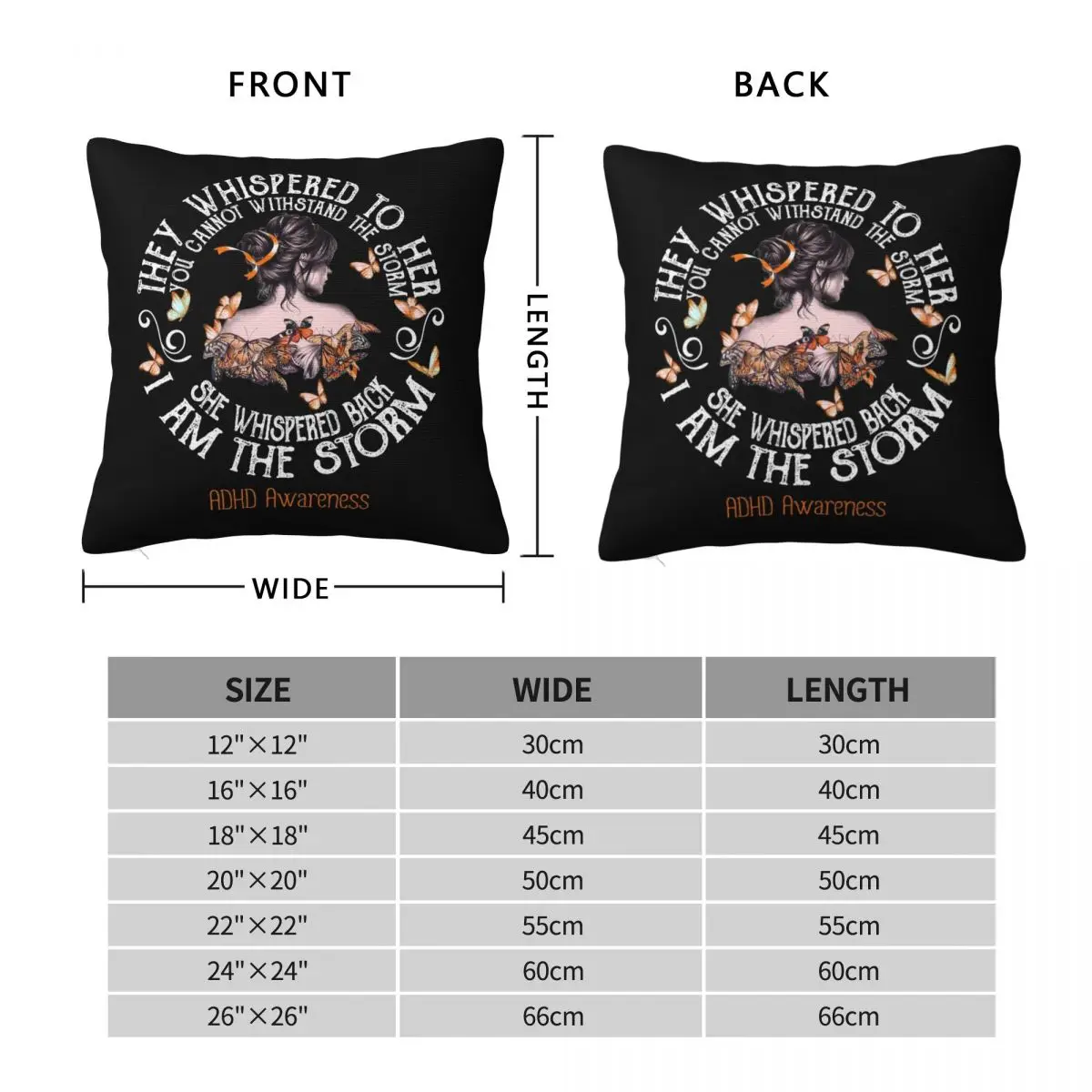 Women ADHD Warrior I Am The Storm Pillowcase Polyester Linen Velvet Creative Decor Throw Pillow Case Sofa Seater Cushion Cover