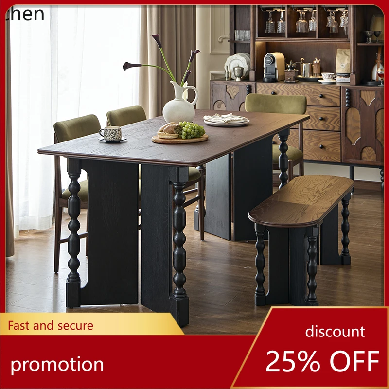 

HSN retro solid wood dining table dining table multi-functional meeting desk restaurant