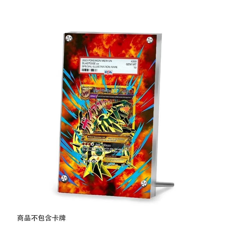 Estojo de Acrílico para Exibição de Cartas PSA de Anime Primal Groudon com Arte Estendida, Acessórios para Exibição de Cartas Colecionáveis e Suporte para Pinturas Estendidas