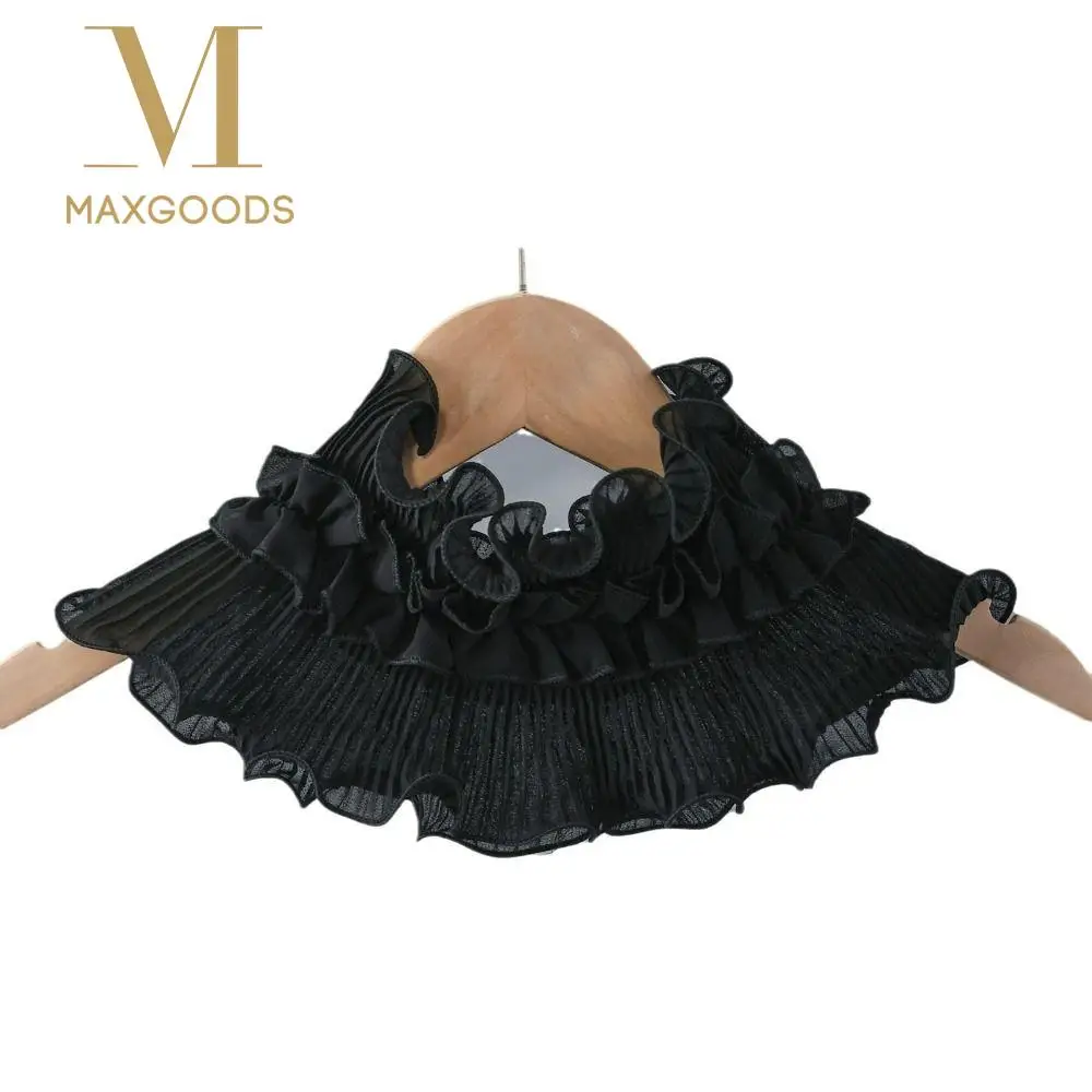 

Новый искусственный воротник с рюшами по краям, съемный черный, белый цвет, шаль с высоким воротником, облачная шаль на плечо для женщин и девочек