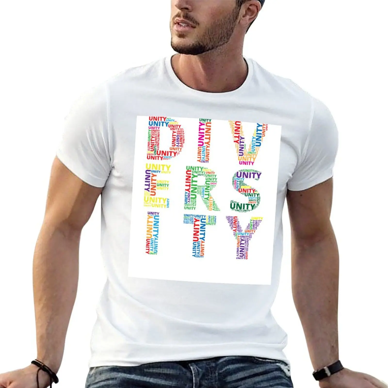 T-shirt coloré « Unity in Diversity » grande taille style streetwear
