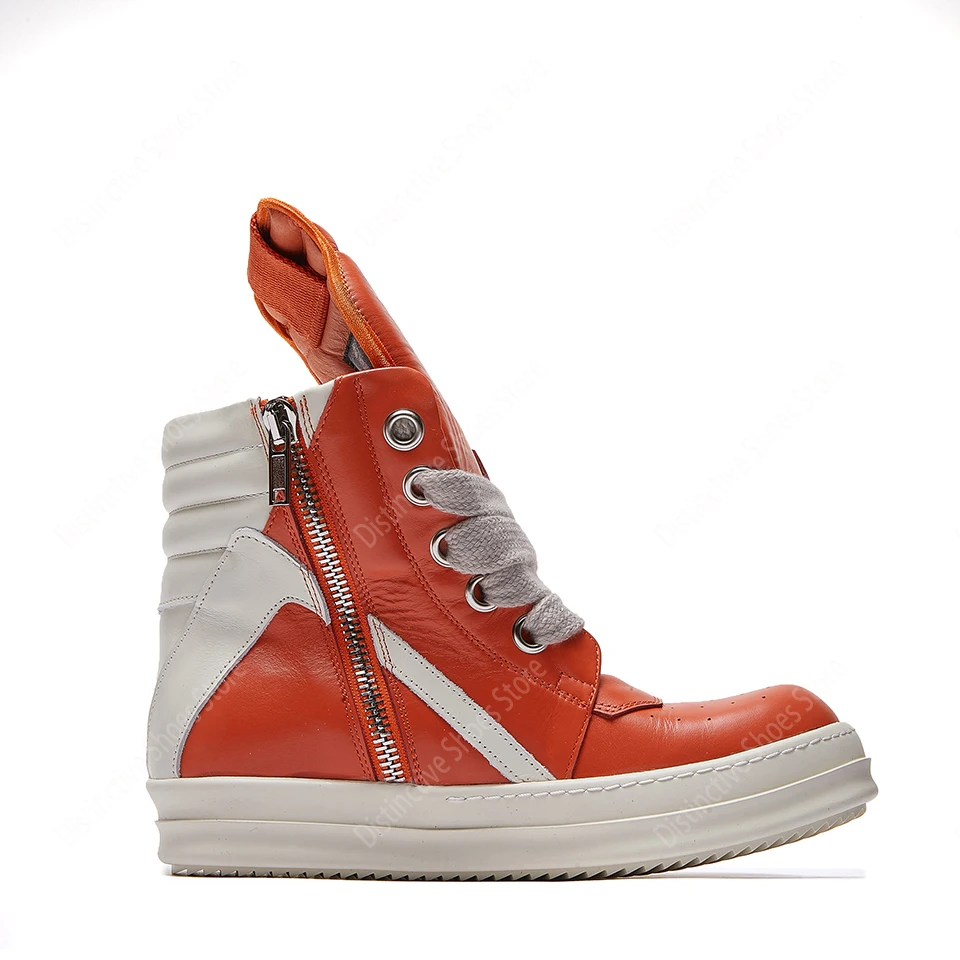 Leather Orange High Top Ro Geobasket Brand Quality Men Shoes Zip Women Sneaker Giant Lace Up Casual Trainer Designer Ankle Boots