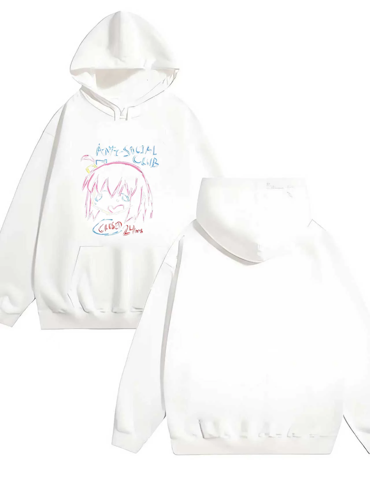 2025 Nueva sudadera con capucha resistente con estampado de Chica de Anime Anti-Social Club 330G adecuada tanto para hombres como para mujeres