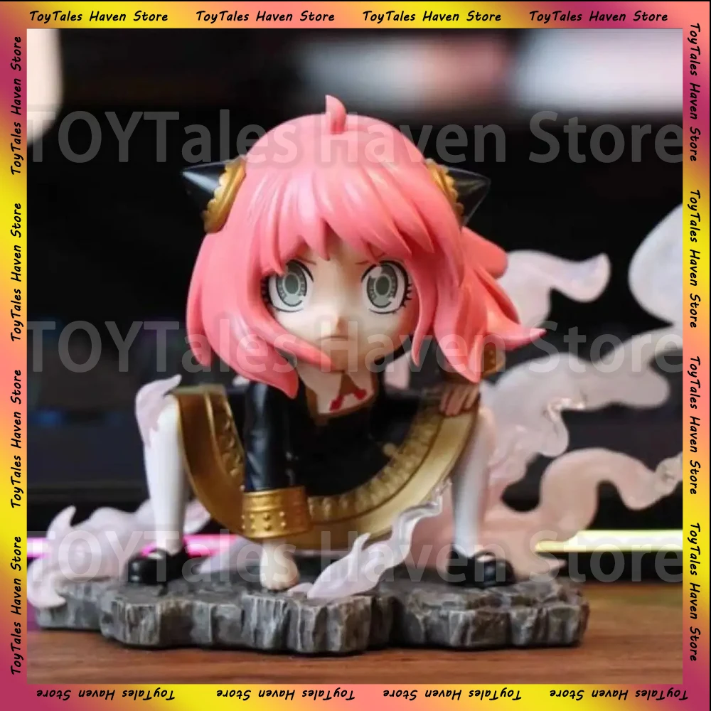 10Cm Spy x Family Game Figure Anya Forger Cos Monkey D. Luffy 2Nd Gear Squatting Kawaii Action Figures Model Desktop Ornament