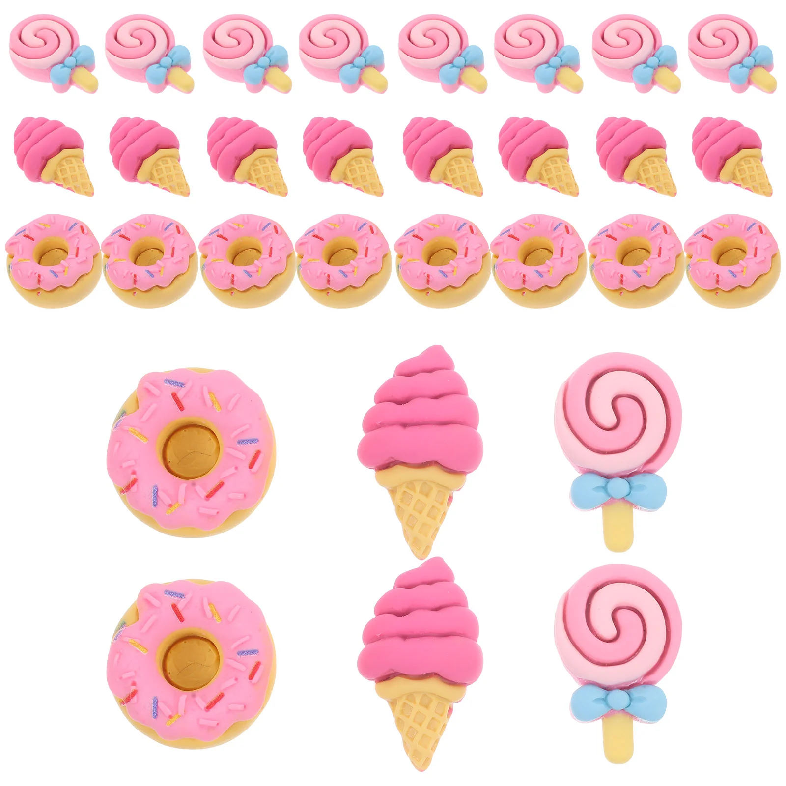 30 Pcs Resin Jewelry Accessories Phone Shell Flatback Charms Crafts Supply Ice Cream Cover Case Handicraft Lightweight