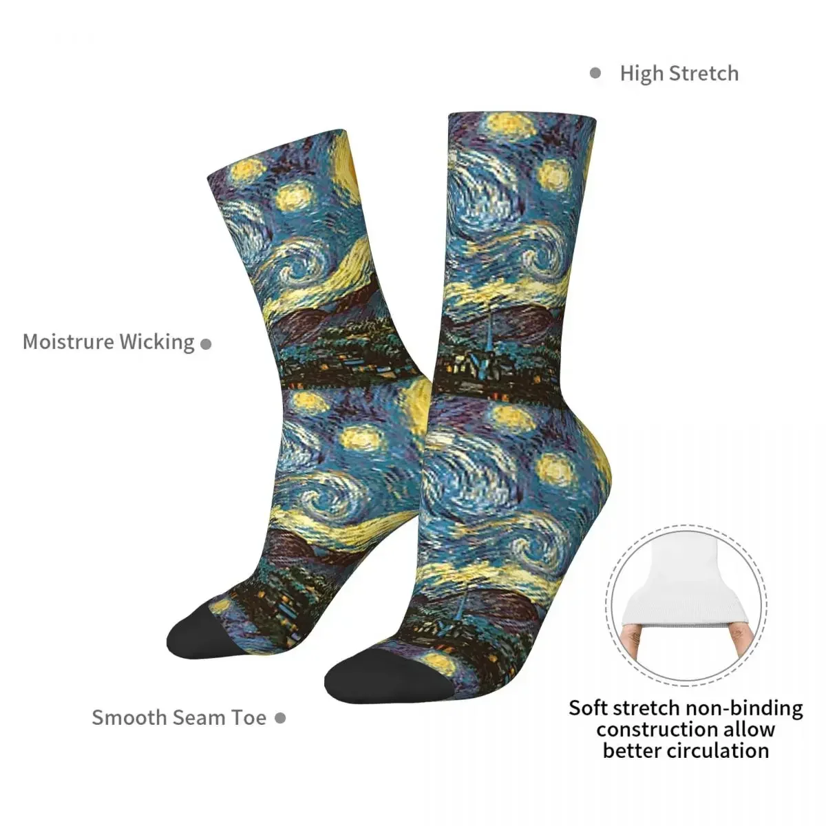 Vincent Van Gogh's Starry Night An Icon Of Modern Art Socks Harajuku Sweat Absorbing Stockings All Season Long Socks Accessories