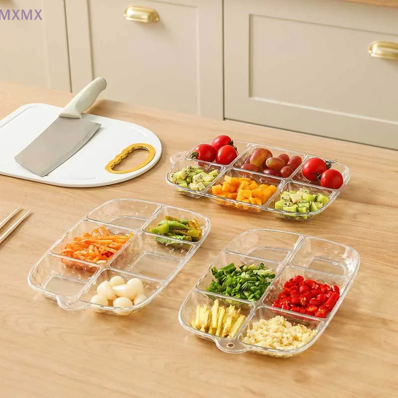 3/4/6 Grid Scallion Ginger Garlic Side Dish For Food Fruit Salad Divided Plate Vegetable Preparation Storage Tray Snacks Plate