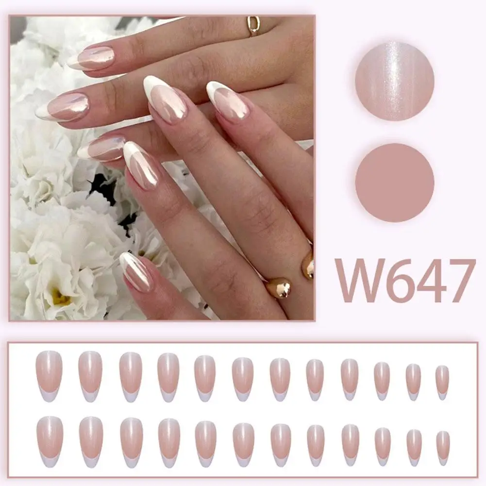 French Style Light Luxury Sparkling Fake Nails - Elegant & Fashionable Armor Design For Sweet Simple Girls Manicure Nail Ar J9M5