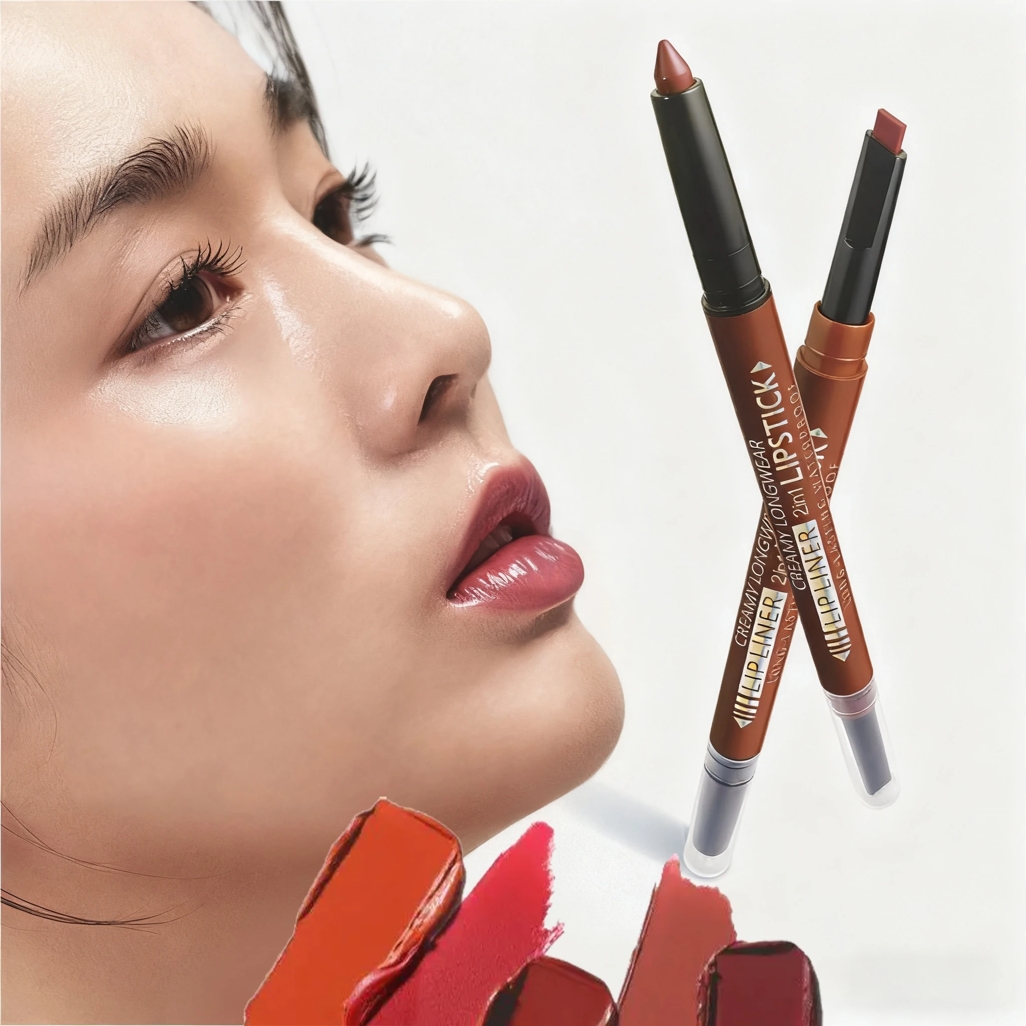 8 colores mate impermeable terciopelo desnudo lápiz labial delineador de labios Sexy rojo rosa pigmentos maquillaje de larga duración delineador de labios sin manchas