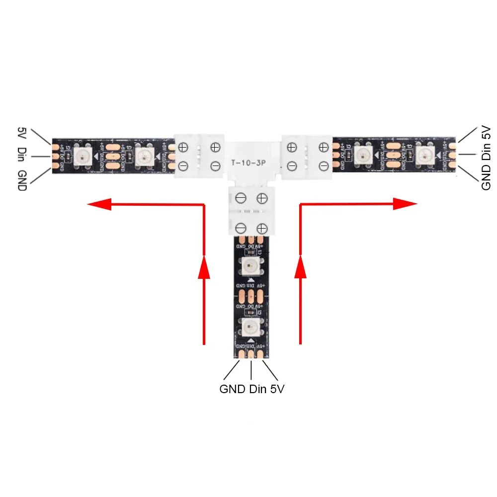 LED Strip Solderless Led Connector 2/3/4/5 PINs L T X Shape Corner Connector For 8/10/12mm 5050 2835 RGB RGBW Led Strip Light