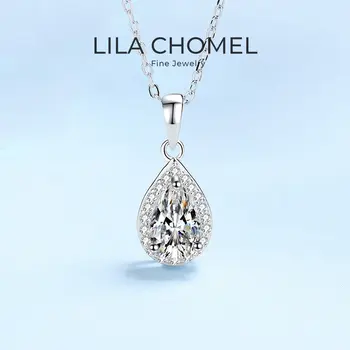 שרשראות זהב לבן 18 קראט לחתונה לנשים אירוסין תליון יהלום מויסניט בצבע D VVS1 1 קראט לתכשיטי יוקרה לחברה 6 best sales שרשרת זהב לבן 18 קראט - №3