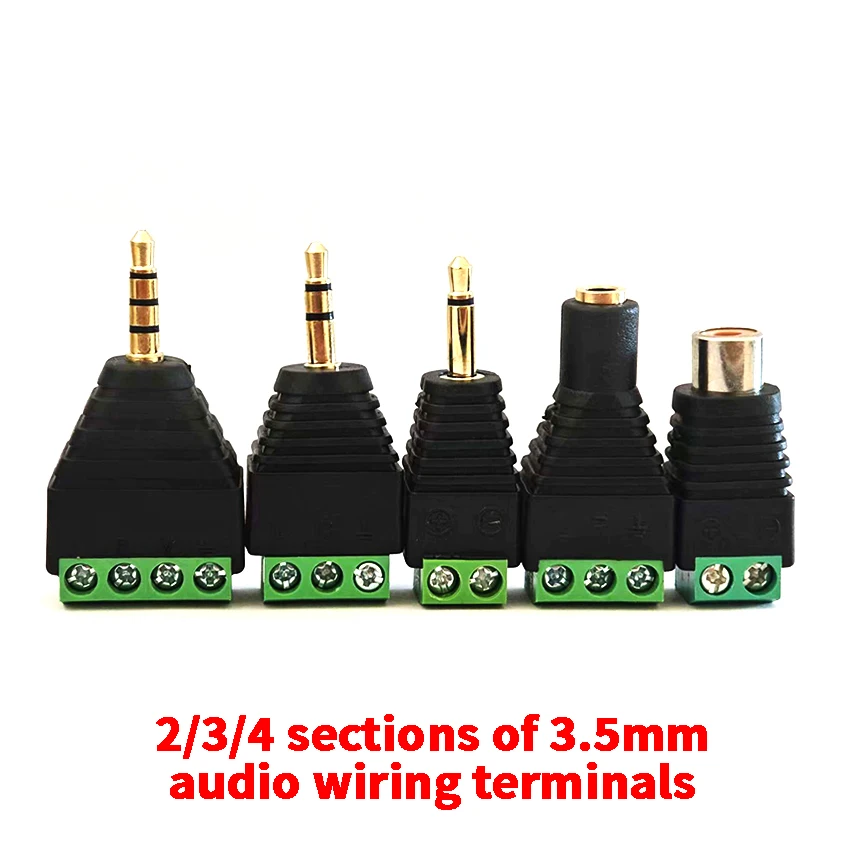 

2/3/4 Sections 3.5mm Earphone Audio Jack Connector Stereo Adapter 3.5mm RCA Audio Mono Channel Plug to Screw Terminal Solderless