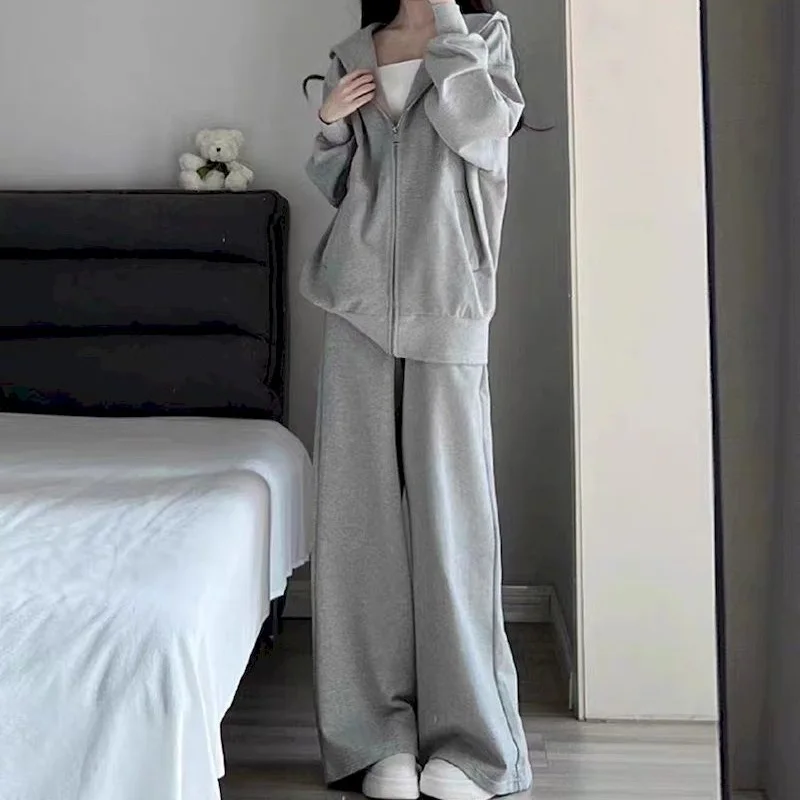 

Pants Sets Women's Fashion Hooded Sweatshirts Straight Pants Casual Sportswear Two Piece Set for Women LOOSE High Street Clothes