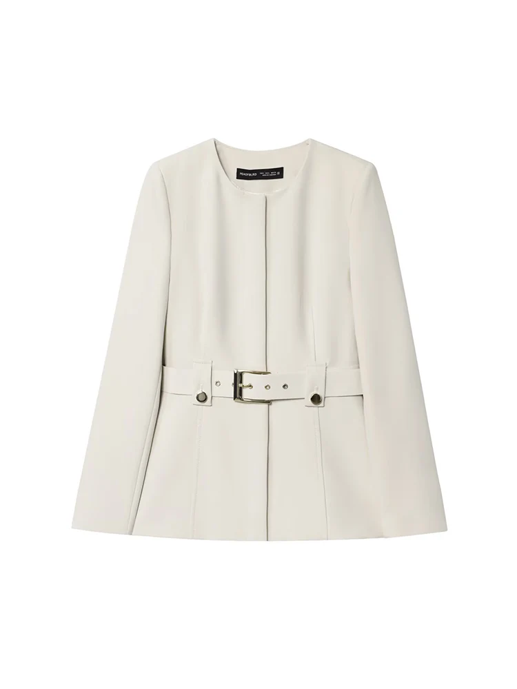 

Европейский и американский стиль, осенняя новая модная тенденция, женская одежда с круглым вырезом и мягкими плечами, тонкий пояс, пиджак