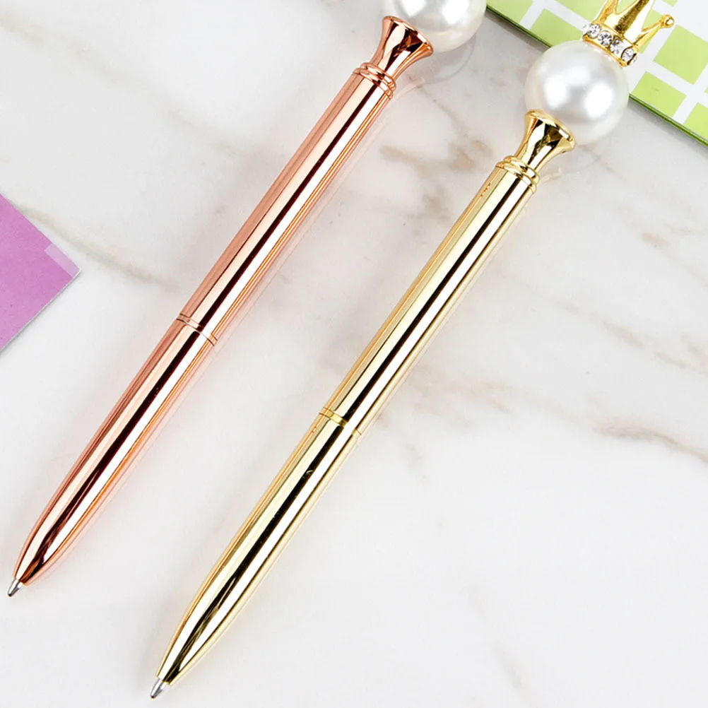 

2Pcs Metal Crown Rotating Pens Elegant Ballpoint Pens Business Use Signature Pen Stationery Metal Crown Rotating Pen