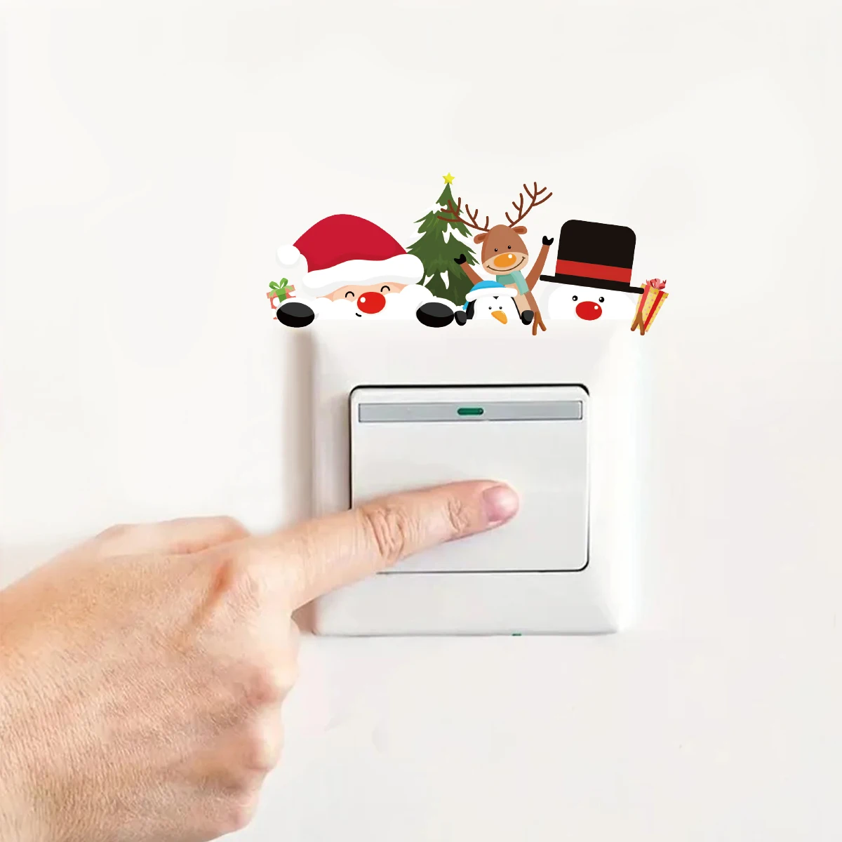 4 Stück Weihnachten Wandschalter Dekor Aufkleber Weihnachtsdekoration für Zuhause 2025 Weihnachtsmann Elch Graffiti Aufkleber Weihnachten Neujahr Geschenk 2026