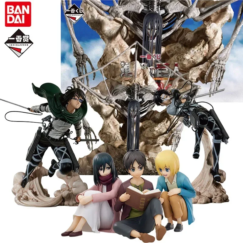 Bandai Genuine Ichiban Attack on Titan Anime Figure Eren Jaeger Levi Ackerman  Hanji Zoe Action Toys Kids Gift Collectible Model