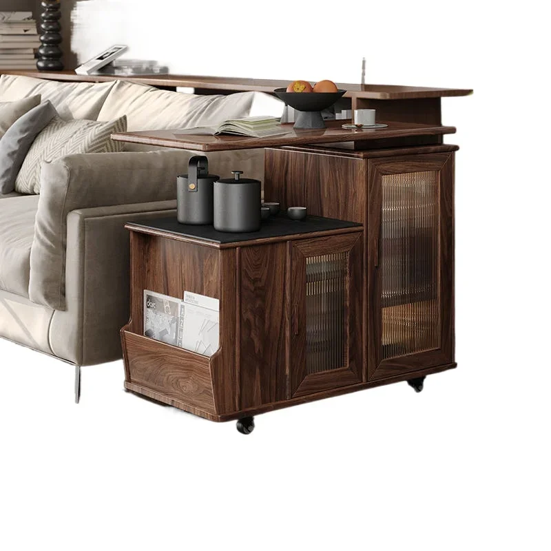 New Chinese tea cabinet Solid wood black walnut tea side cabinet Side cabinet