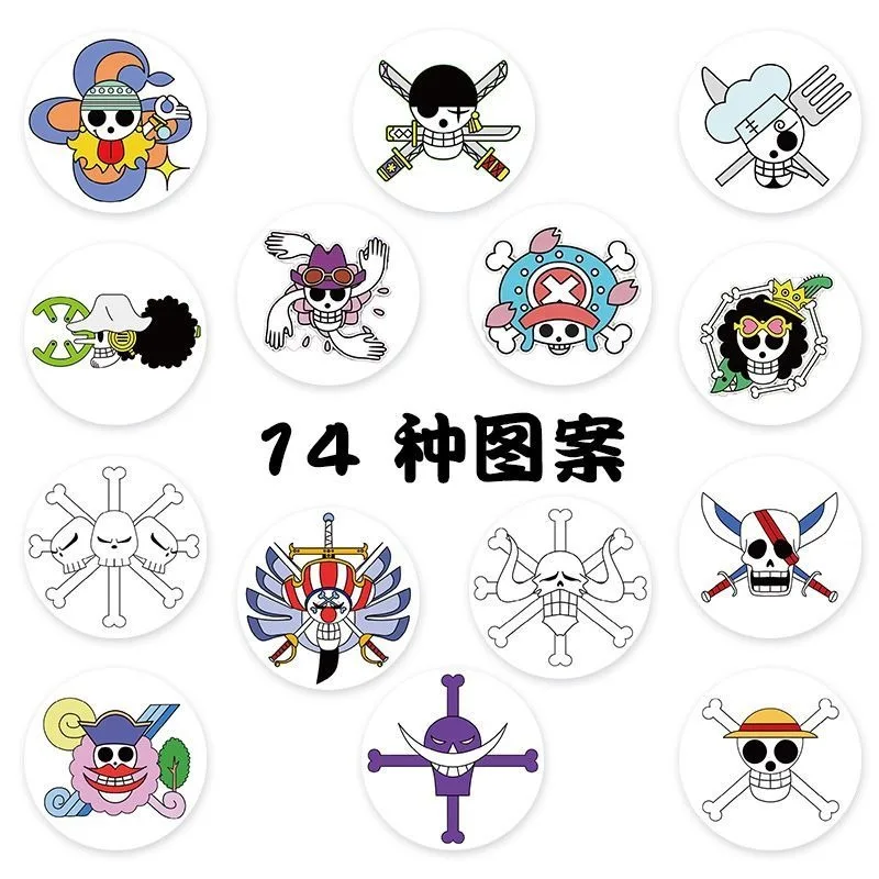 500pcs Popular One Piece Pirate Logo Round Sticker Roll Classic Crew Skull Mark Labels for Package Sealing Journal Anime Fan DIY