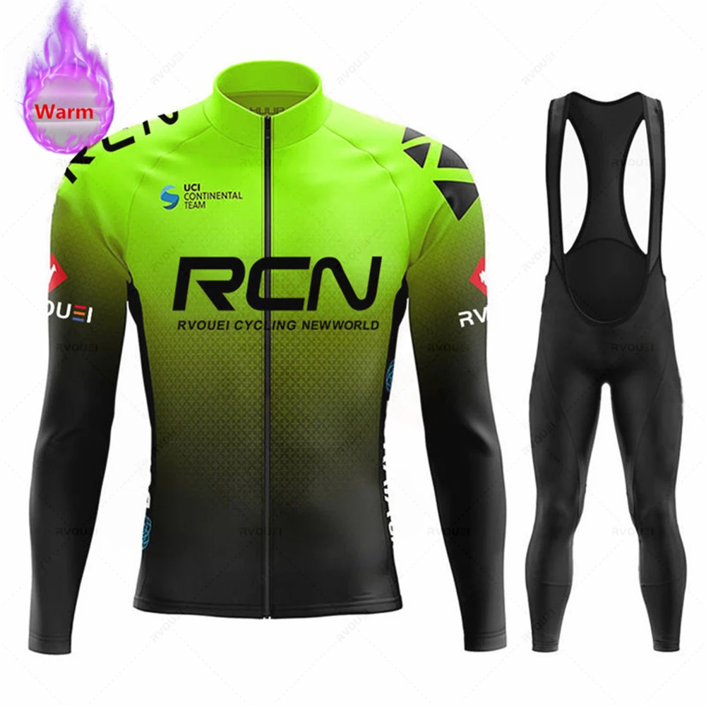 2023 Rcn Team Winter Thermal Fleece Cycling Jersey Set New MTB Bicycle Clothes Maillot Ropa Ciclismo Long Sleeve Bike Clothing