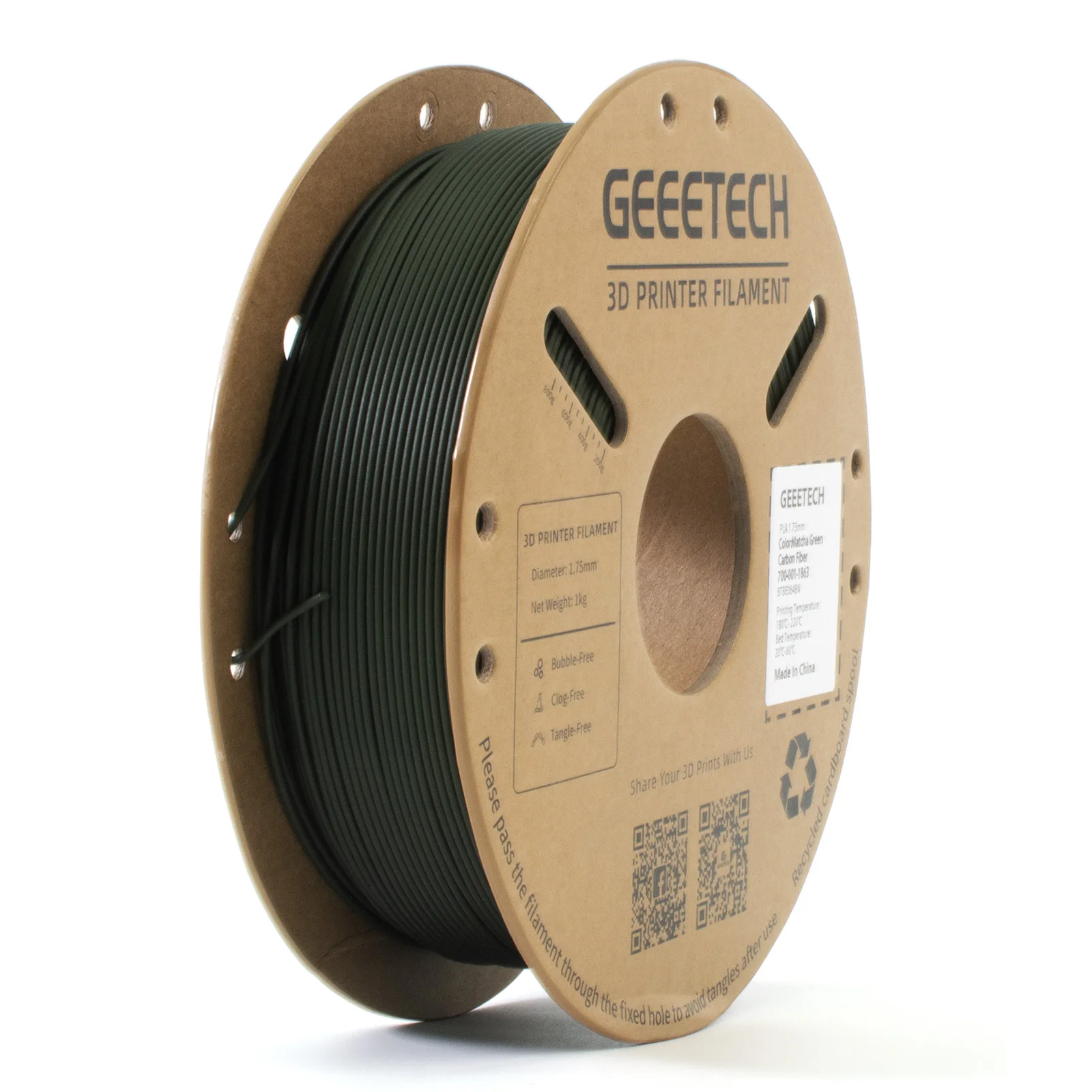 Geeetech-filamento de fibra de carbono pl-cf para impressora 3d, 1,75mm, 1kg, bobina 2,2lbs, impressão