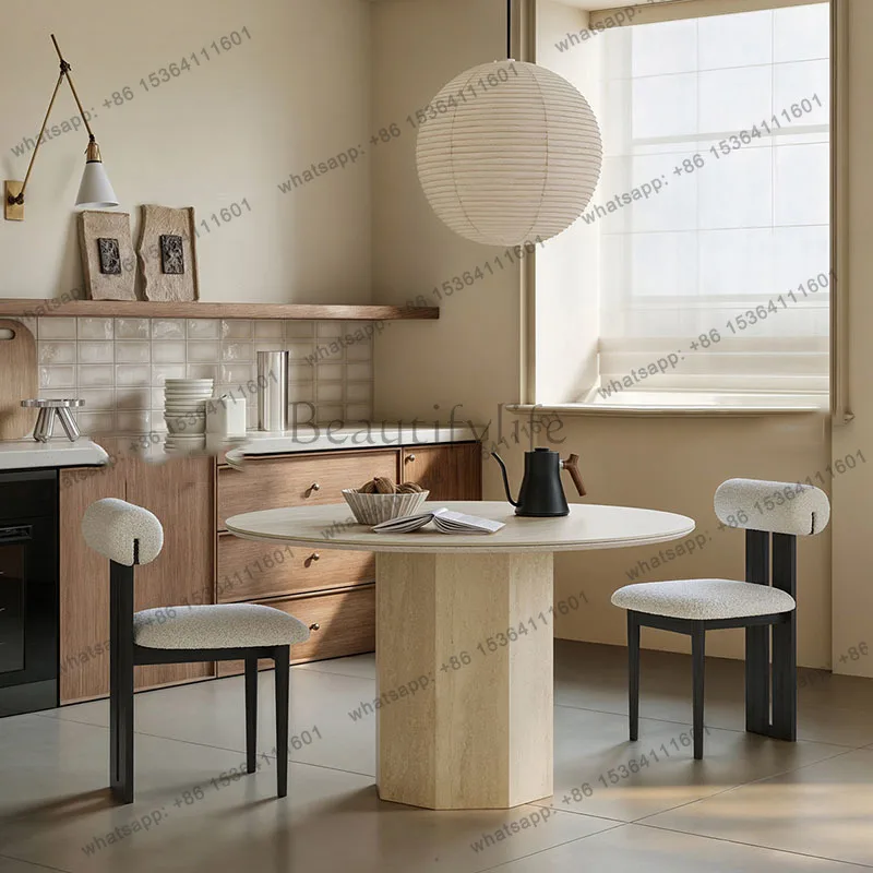 LSNordic Modern Dining Table Wood Round Kitchen Mobile Dining Table Living Room Designer Mesas De Comedor Living Room Furniture