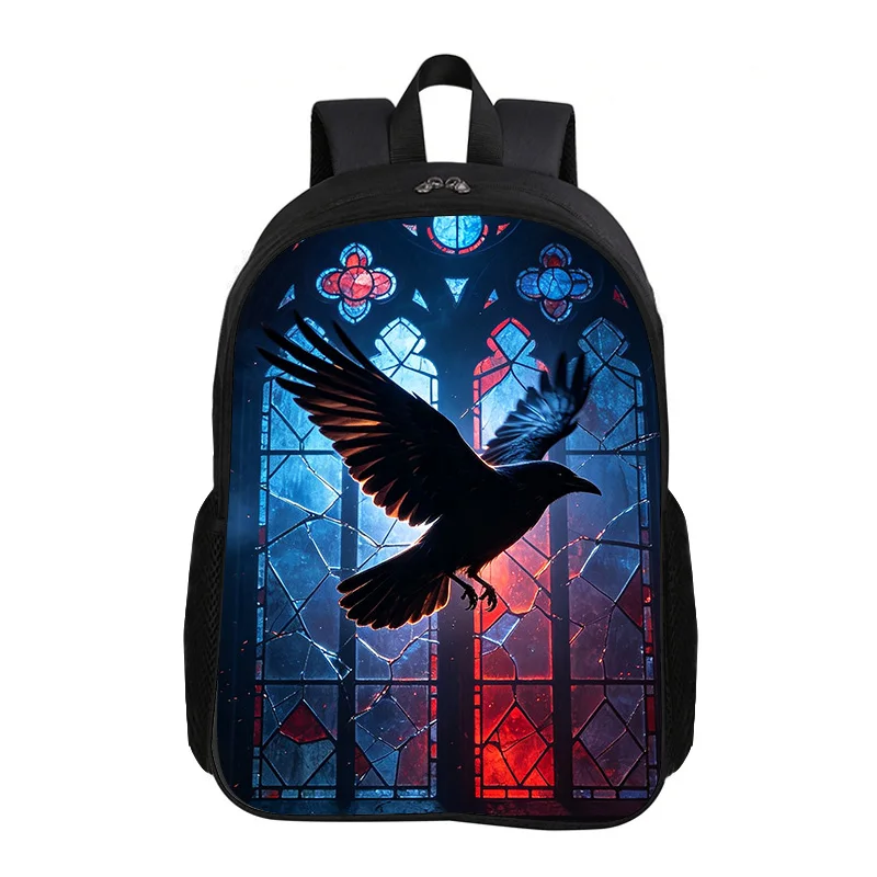 Vintage Black Gothic Bat Cat Curiosity Pattern Light Weight Child Fashion Student Knapsack Gift School Large Capacity Backpack
