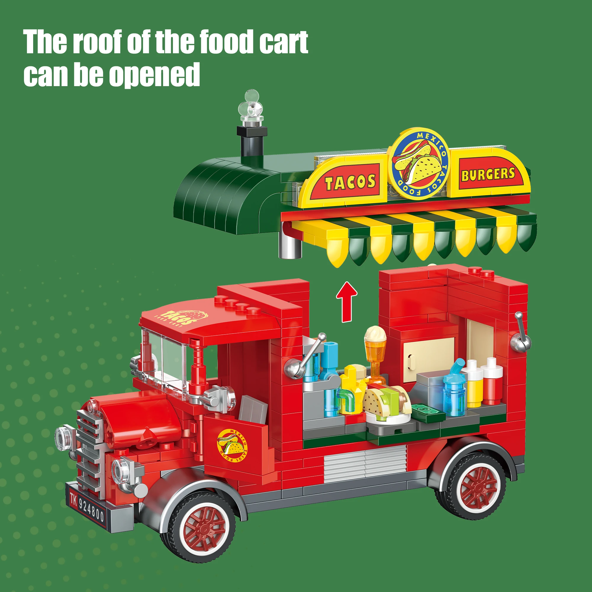 615 個ストリートシーンフードトラック DIY 小粒子モデル組立おもちゃビルディングブロックデスクトップカーモデル装飾誕生日ギフト