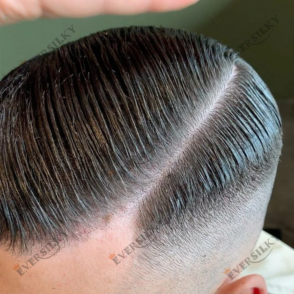 0.02mm Thinnest HD Poly Skin Vloop Men's Wig Transparent PU Men Toupee Brown Blonde Grey Human Hair Replacement System Prosthesi