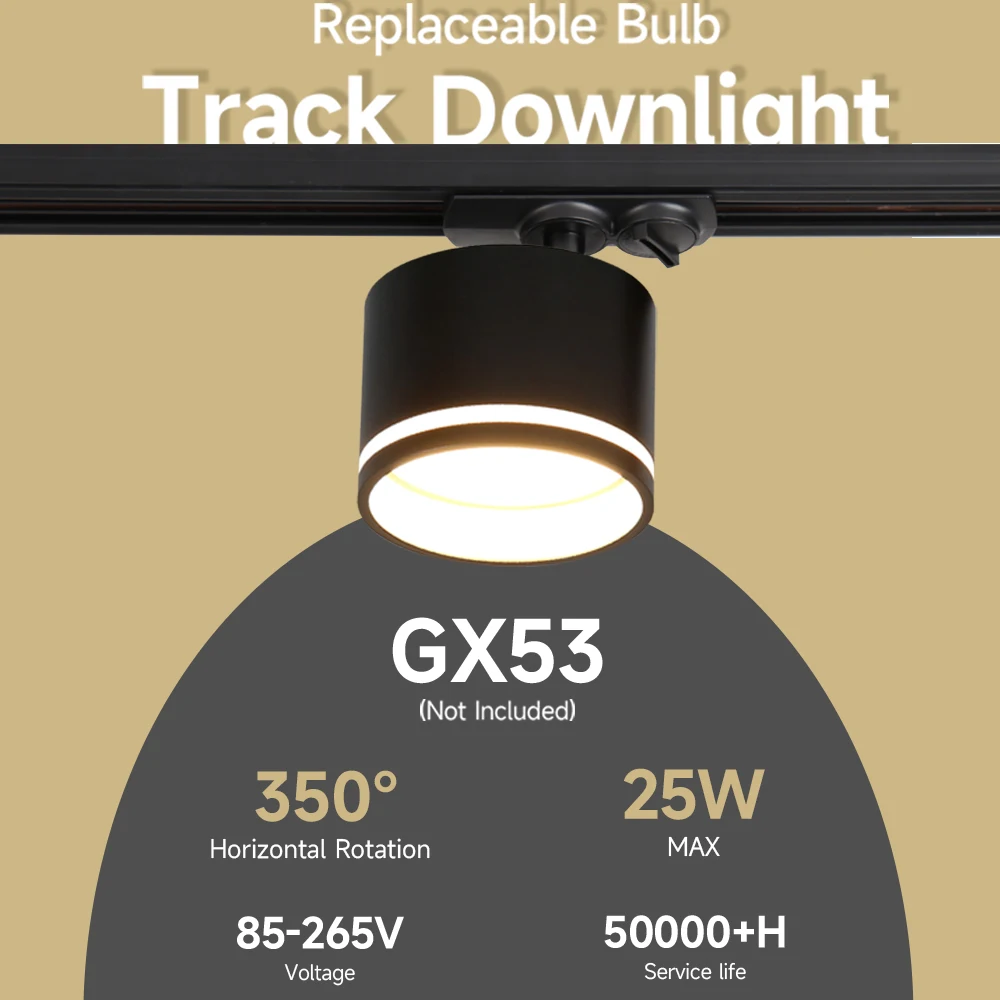 GX53 Track Light 3 Color Spot Light Replaceable Bulb Ceiling Light for Living Room Bedroom Kitchen Home Decor Lighting AC85-265V