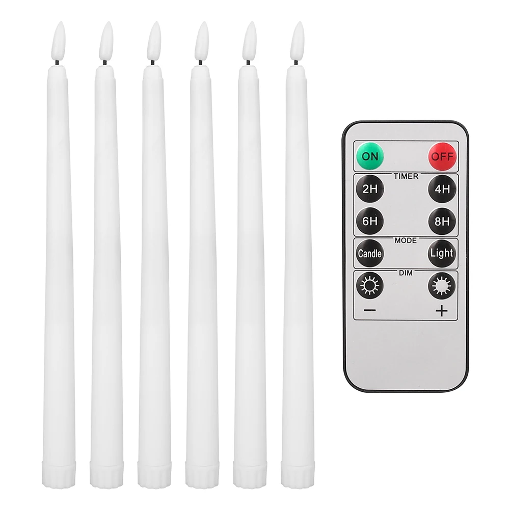 LED Vlamloze Taper Kaarsen Flikkeren met 10-Key Afstandsbediening 11 "Batterij-aangedreven Ivoor Kandelaars Kerst Thuis Bruiloft Decor