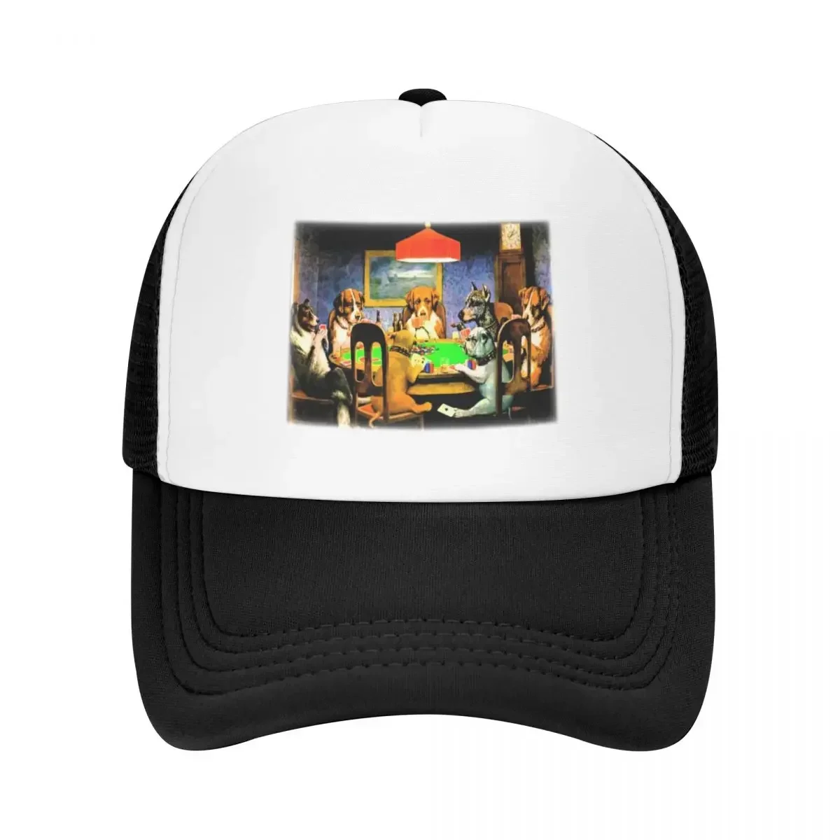 Bunch of Bluffing Dogs on a Poker Night With Water Paper Filter Baseball Cap Hat Man For The Sun Icon Women Beach Fashion Men's