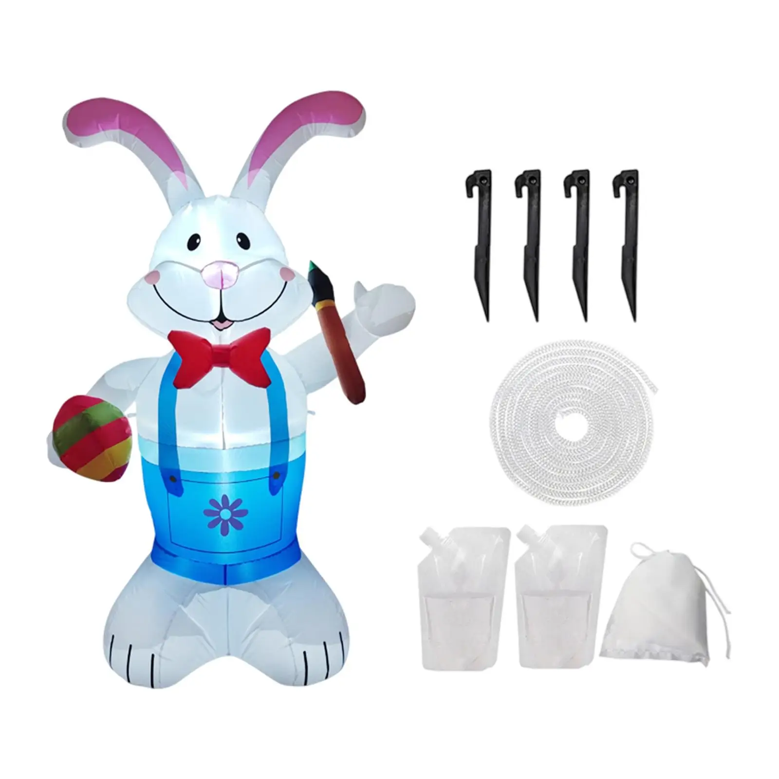 

Надувной пасхальный кролик с яйцами, светодиодная подсветка, водонепроницаемый, для украшения газона, двора и праздничных вечеринок