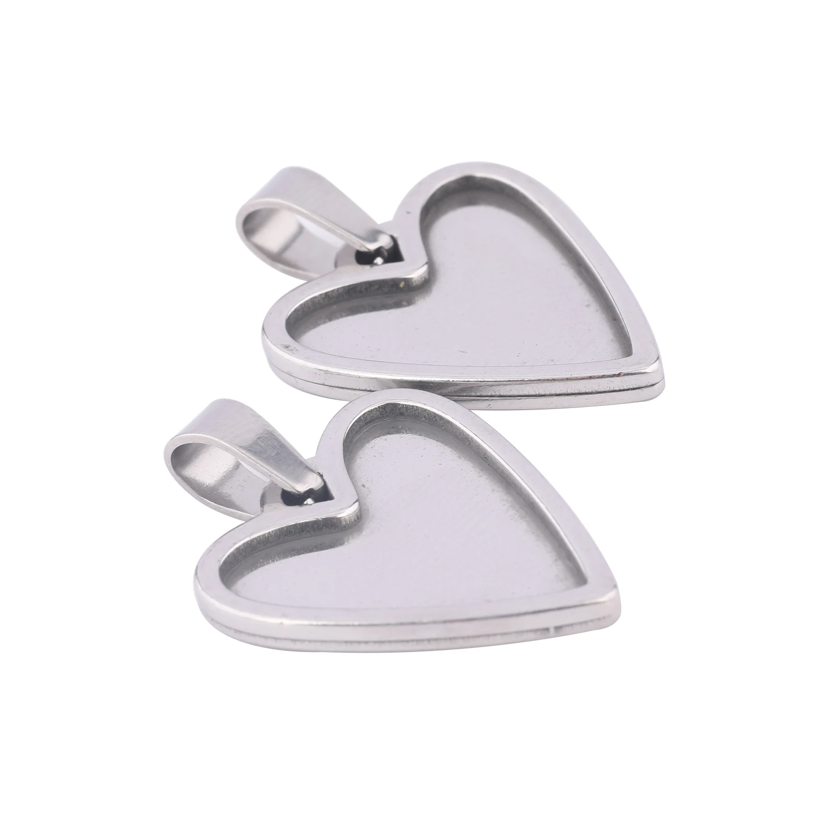 

10pcs Stainless Steel 14x17mm Drop Heart Cabochon Base Settings Diy Bezel Pendant Trays For Necklace Jewelry Makin Supplies