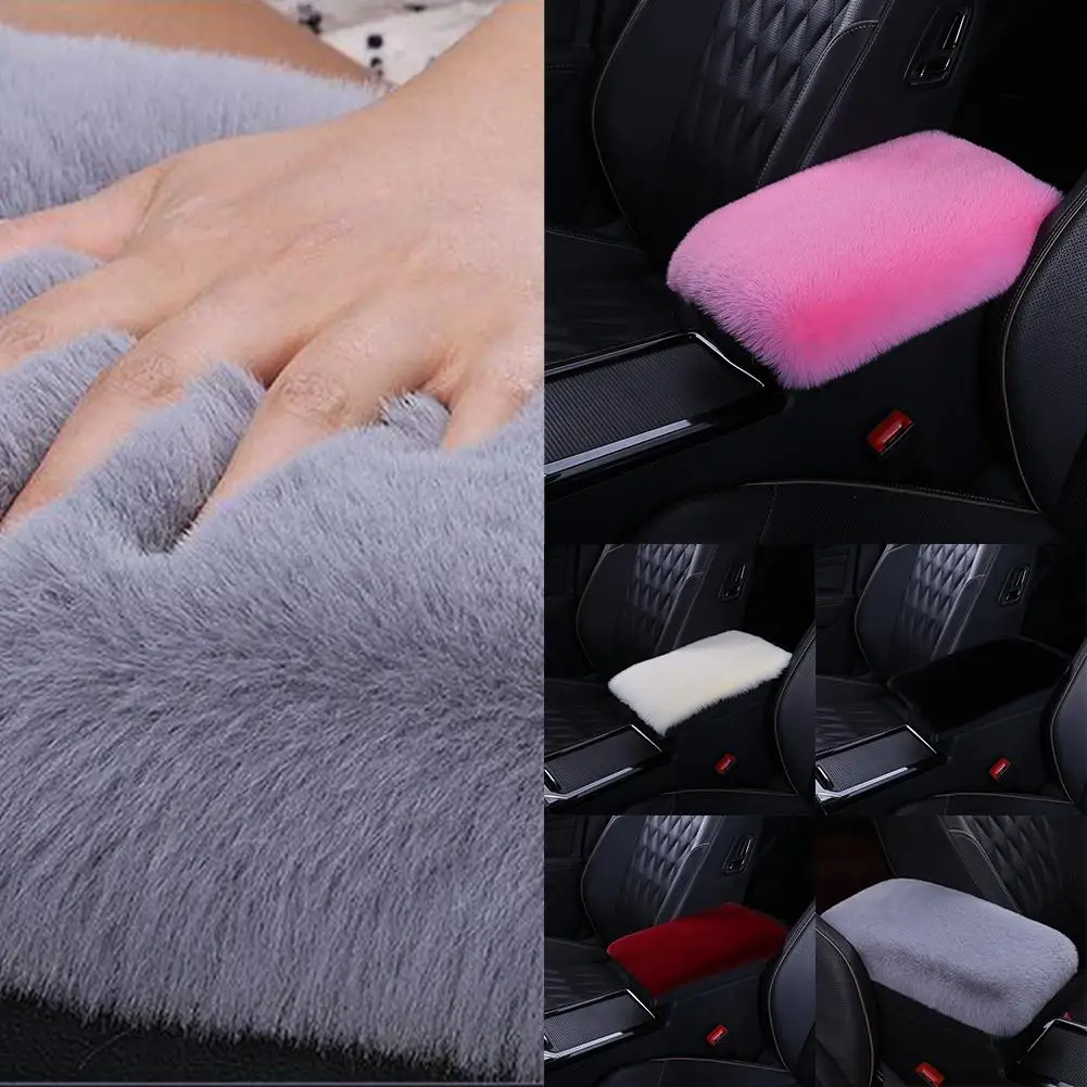 1pc Plush Car Armrest Box Cushion Warm Center Console Tidying Automobile Pads Arm Interior Decoration Stowing Universal Cov N0M1