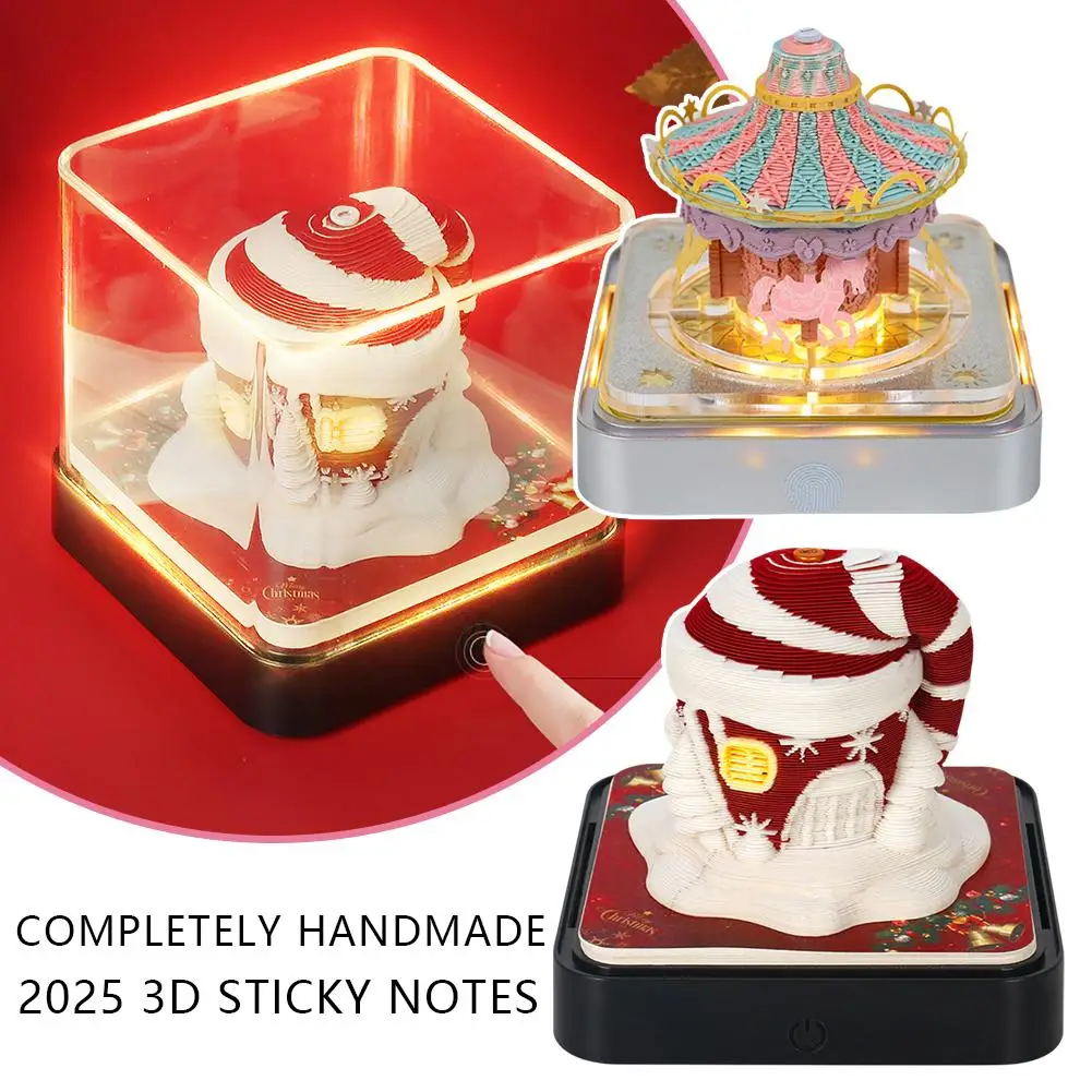 NEW High-looking Artistic Notepad 2025 Paper Novel Gift Model With Calendar Garden Paper Sky Desktop 3D Carving Castle Deco U9F8