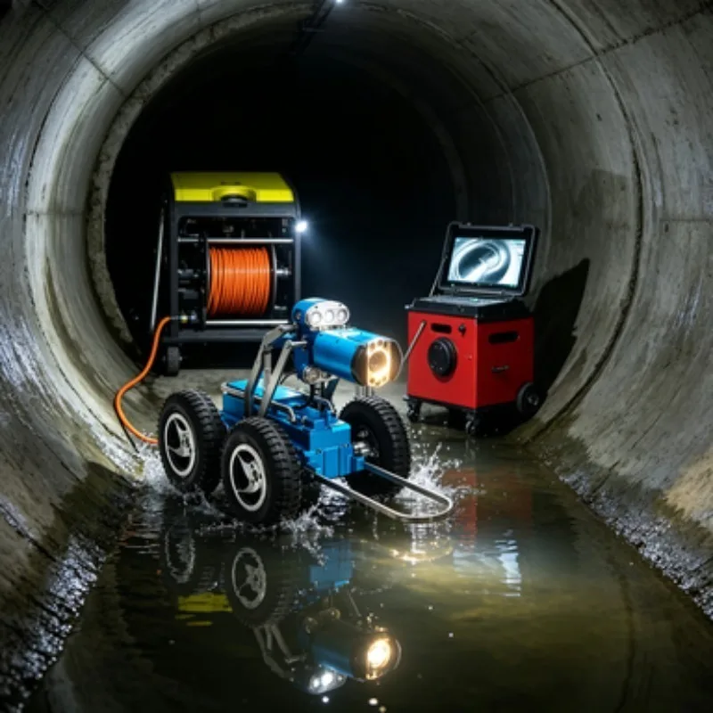 Industrial Grade IP68 1080P HD 360 Rotating Cable Sewer Camera Inspection Crawler Pipe Inspection Robot with 60m Cable