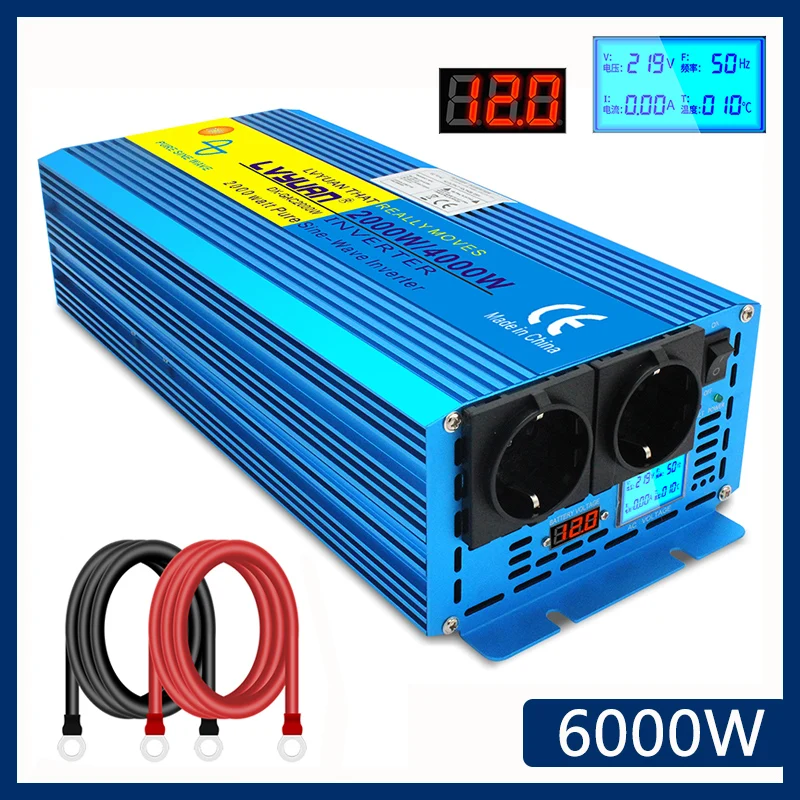 Inverter per auto a onda sinusoidale pura DC 12V a AC 220V convertitore di tensione 3000W 4000W 5000W EU Plug Power auto Inversor trasformatore