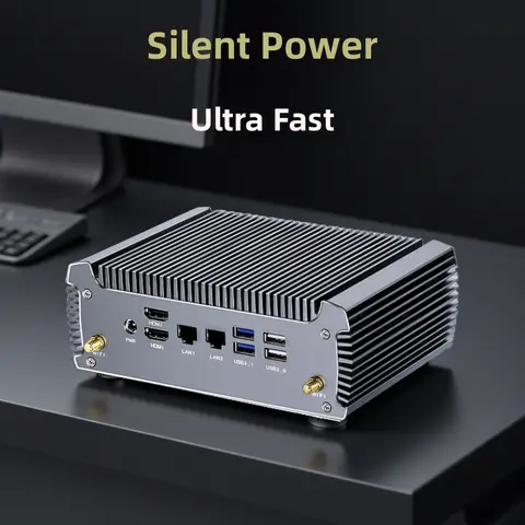 Topton Fanless AMD Mini PC FU02 Ryzen 7 7730U 5825U R5 5600U 4500U Gaming Computer Dual LAN Firewall 2*HDMI2.0 NVMe DDR4 WiFi6